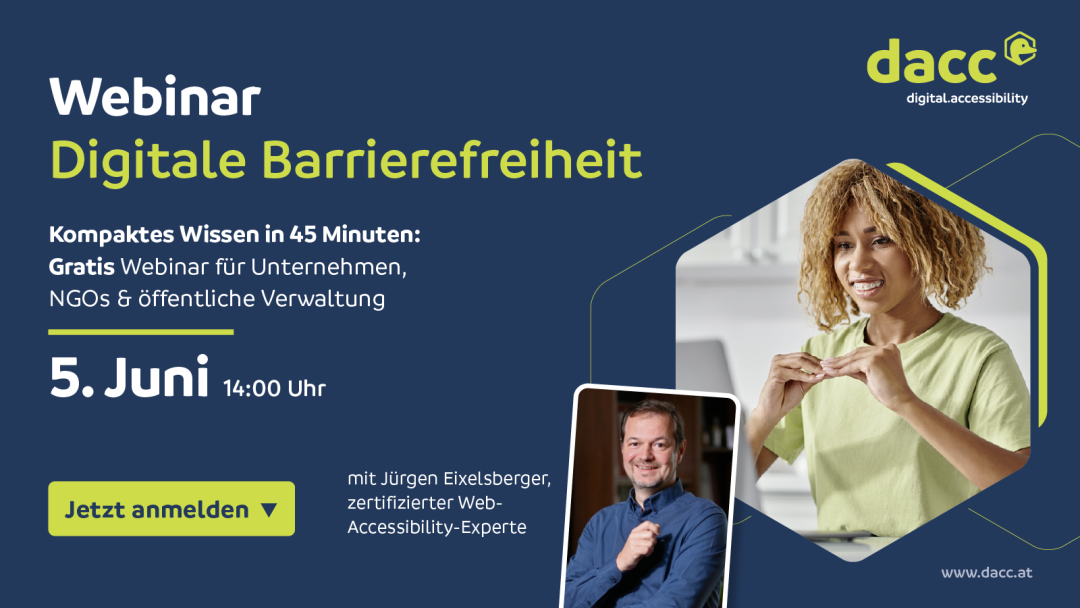 Veranstaltungshinweis: Webinar Digitale Barrierefreiheit am 5. Juni