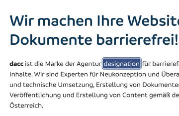 Ausschnitt aus einer Website, ein Link ist farblich und mit Outline hervorgehoben